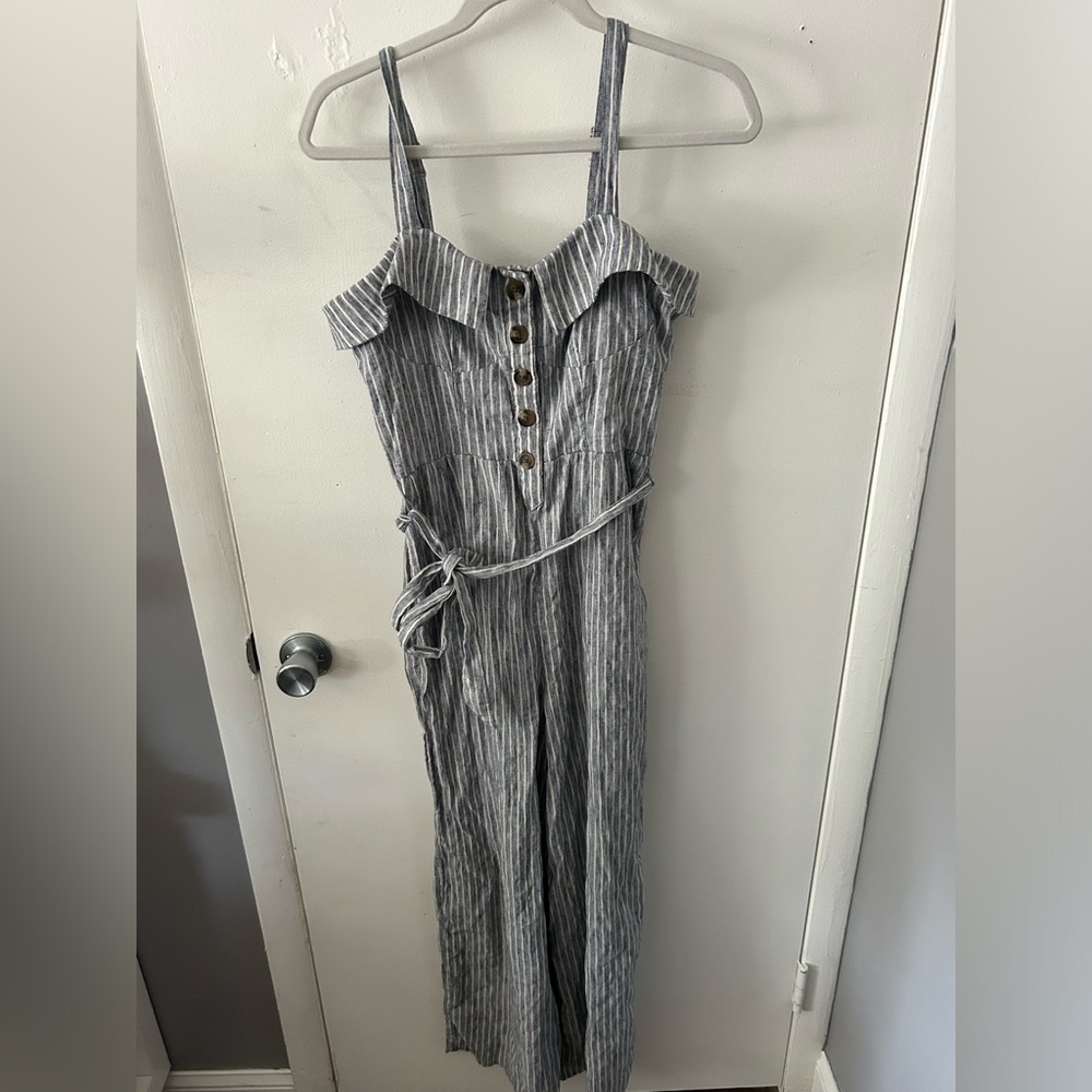 Blue and White Stripped Jumpsuit